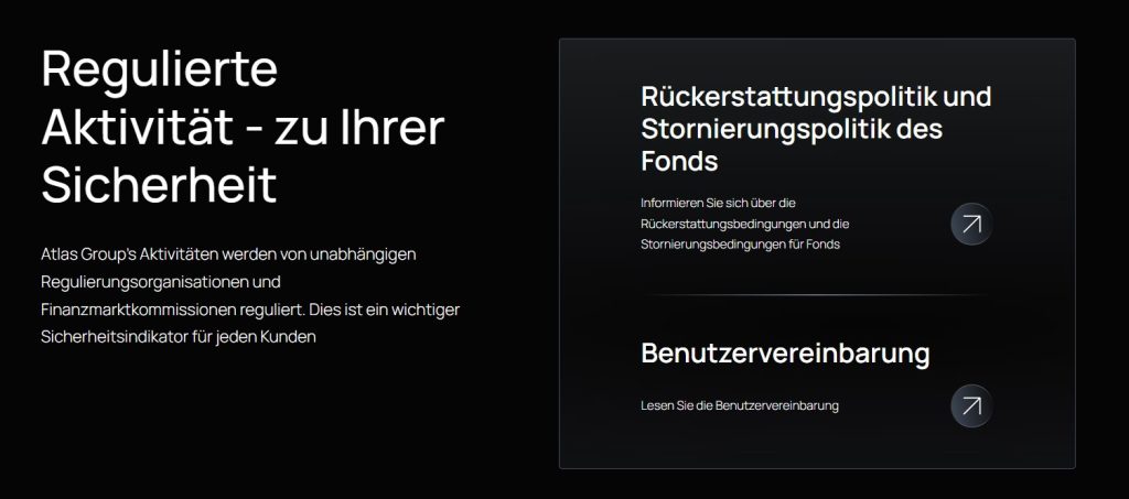 Screenshot der Website der Atlas Group